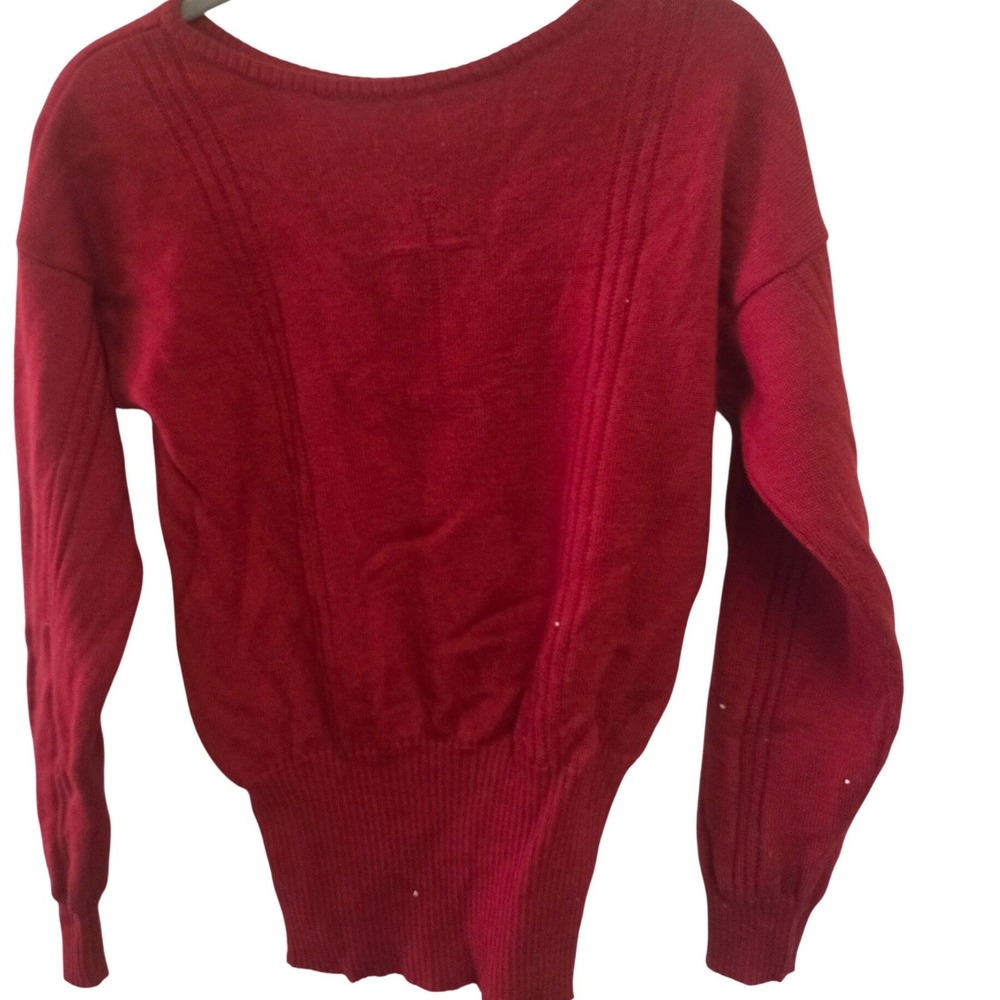 Vintage J.G. Hook Nautical‎ Anchor Wool Sweater Red Crewneck Made in Uruguay L